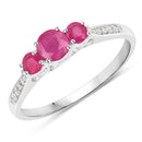 0.61 Carat Genuine Ruby and White Diamond 14K White Gold Ring-1