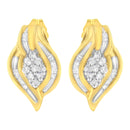 10K Yellow Gold 1/3 cttw Round-Cut Diamond Cluster and Swirl Stud Earrings (J-K Clarity, I2-I3 Color)-4