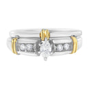 14K Yellow and White Gold 1/3 Cttw Marquise Diamond Cocktail Engagement Ring Set (H-I Color, SI1-SI2 Clarity) - Size 7-1