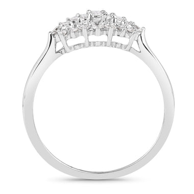 0.37 Carat Genuine White Diamond 14K White Gold Ring (E-F Color, VS-SI Clarity) - 0