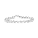 .925 Sterling Silver 1/2 Cttw Round Diamond Halo S-Link Bracelet (I-J Color, I2-I3 Clarity) - 7.25"-4