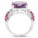 6.55 Carat Genuine Amethyst, Ruby and White Topaz .925 Sterling Silver Ring-2