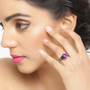 2.87 Carat Genuine Amethyst and Black Diamond .925 Sterling Silver Ring-4