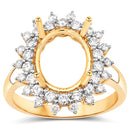 0.79 Carat Genuine White Diamond 14K Yellow Gold Semi Mount Ring - holds 11x9mm Oval Gemstone-2