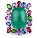 26.67 Carat Genuine Multi Stones .925 Sterling Silver Ring-3