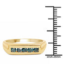 14K Yellow Gold Plated 0.50 Carat Genuine Blue Diamond .925 Sterling Silver Ring-3