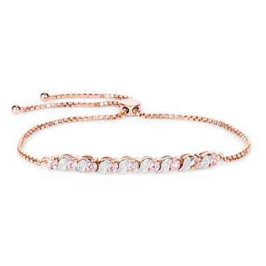 0.89 Carat Genuine Morganite and White Topaz .925 Sterling Silver Bracelet - 0