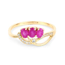 0.71 Carat Genuine Ruby and White Diamond 14K Yellow Gold Ring-3