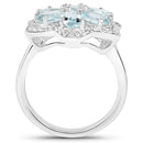 2.88 Carat Genuine Aquamarine .925 Sterling Silver Ring-2