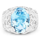 11.29 Carat Genuine Blue Topaz and White Topaz .925 Sterling Silver Ring-3
