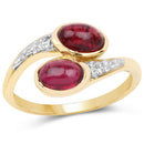 14K Yellow Gold Plated 2.38 Carat Glass Filled Ruby and White Topaz .925 Sterling Silver Ring-1