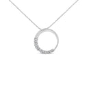 14K White Gold 1/4 Cttw Round-Cut Graduating Diamond Open Circle Hoop 18" Pendant Necklace (J-K Color, I1-I2 Clarity)-6