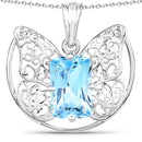 11.10 Carat Genuine Swiss Blue Topaz .925 Sterling Silver Pendant-1