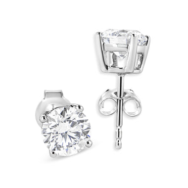 14K White Gold 1 3/4 Cttw Lab Grown Round Brilliant Diamond Solitaire Stud Earring (F-G Color, VS2-SI1 Clarity) - 0