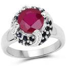 3.70 Carat Glass Filled Ruby and Blue Sapphire .925 Sterling Silver Ring-1