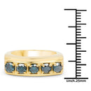 14K Yellow Gold Plated 1.25 Carat Genuine Blue Diamond .925 Sterling Silver Ring-3