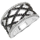 0.92 Carat Genuine Black Diamond & White Diamond .925 Sterling Silver Ring-1