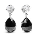 18K White Gold 1/5 Cttw Diamond with Round White Topaz and 20x15mm Pear Cut Black Onyx Gemstone Dangle Earring (G-H Color, SI1-SI2 Clarity)-2