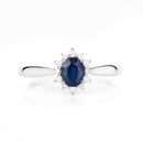0.44 Carat Genuine Blue Sapphire and White Diamond 14K White Gold Ring-3