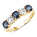 1.31 Carat Genuine Blue Sapphire and Lab Grown Diamond 14K Yellow Gold Ring-1
