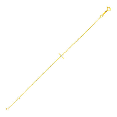 14k Yellow Gold 5 1/2 inch Childrens Bracelet with Cross - 0