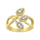 10K Yellow Gold 1/2 Cttw Round-Cut Diamond Layered Crossover Triple Leaf Bypass Ring (I-J Color, I1-I2 Clarity) - Size 7-2