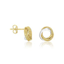 14k Two-Tone Gold Multi-Textured Open Circle Style Entwined Earrings-1