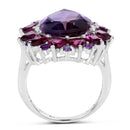 11.22 Carat Genuine Amethyst & Rhodolite .925 Sterling Silver Ring-2