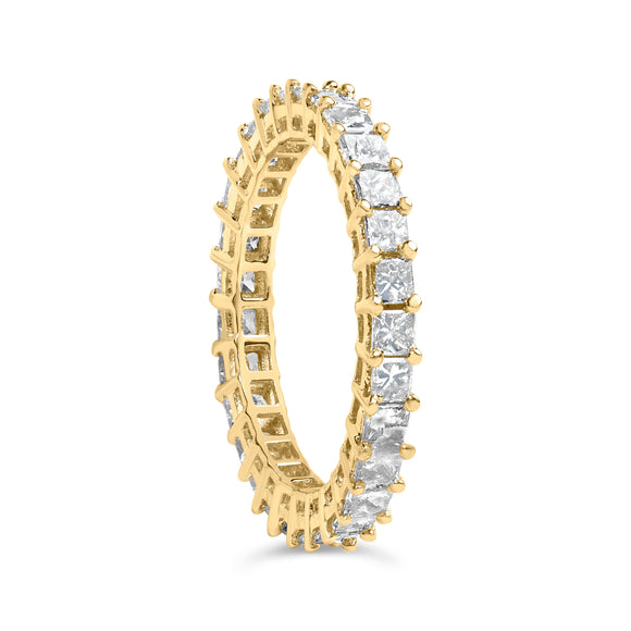 14K Yellow Gold 2.00 Cttw Shared Prong Set Princess Cut Diamond Eternity Band Ring (J-K Color, SI1-SI2 Clarity) - Ring Size 7