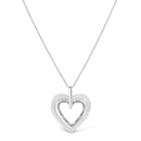 .925 Sterling Silver Prong-Set Diamond Accent Double Heart 18" Pendant Necklace (I-J Color, I1-I2 Clarity)-2