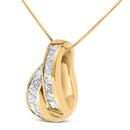 14K Yellow Gold 1 5/8 Cttw Princess and Baguette Diamond Duo Bar Pendant Necklace (G-H Color, VS2-SI1 Clarity) - 18"-3