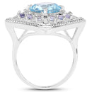4.24 Carat Genuine Blue Topaz and Tanzanite .925 Sterling Silver Ring-2