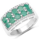 1.85 Carat Genuine Emerald and White Topaz .925 Sterling Silver Ring-1