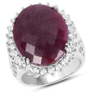 19.12 Carat Genuine Ruby and White Topaz .925 Sterling Silver Ring-1