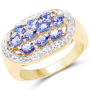 14K Yellow Gold Plated 1.70 Carat Genuine Tanzanite .925 Sterling Silver Ring-1