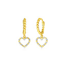 14k Two Tone Gold Beaded Hoop Earrings with Hearts-1