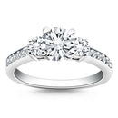 14k White Gold Three Stone Engagement Ring with Diamond Band-1