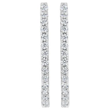 14K White Gold 2.0 Cttw Round Brilliant Cut Diamond Oblong Hinged Leverback Hoop Earrings (I-J Color, I1-I2 Clarity)