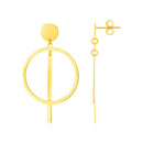 14K Yellow Gold Polished Circle and Bar Earrings-1
