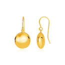 14k Yellow Gold Puffed Circle Shape Drop Earrings-1