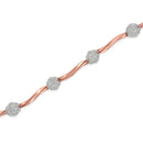 .925 10k Rose Gold Over Sterling Silver 1.0 cttw Diamond Floral Link Bracelet (I-J Color,I3 Clarity)-3