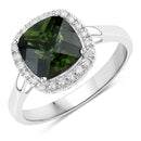 2.64 Carat Genuine Green Tourmaline and White Diamond 14K White Gold Ring-1
