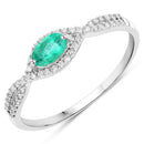 0.32 Carat Genuine Zambian Emerald and White Diamond 14K White Gold Ring-1