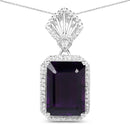 7.37 Carat Genuine Amethyst and White Zircon .925 Sterling Silver Pendant-1