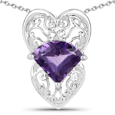 7.80 Carat Genuine Amethyst .925 Sterling Silver Pendant