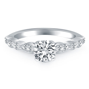 14k White Gold Fancy Shaped Diamond Engagement Ring - 0