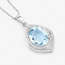 3.82 Carat Genuine Aquamarine and White Diamond 14K White Gold Pendant-3