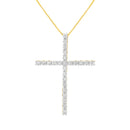 .925 Sterling Silver 2 1/2 cttw Diamond Cross Pendant Necklace (H-I, I2-I3)-1