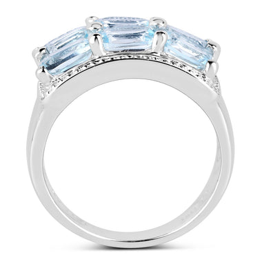 3.60 Carat Genuine Blue Topaz .925 Sterling Silver Ring - 0