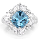 5.19 Carat Genuine London Blue Topaz & White Topaz .925 Sterling Silver Ring-3